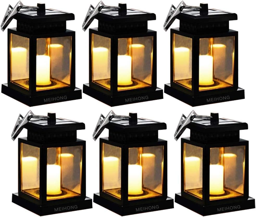 MEIHONG Solar Mission Lantern, Hanging Solar Lantern,Solar Powered Waterproof Hanging Umbrella Lantern Candle Lights, Lighting & Decoration (6 Pack)