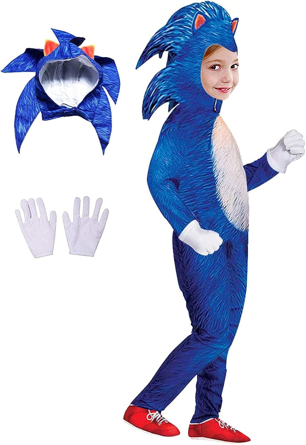 Halloween Kids Deluxe Hedgehog Costume Cosplay Suit Cartoon Onesie Outfit Pretend Play Dress Up Unisex