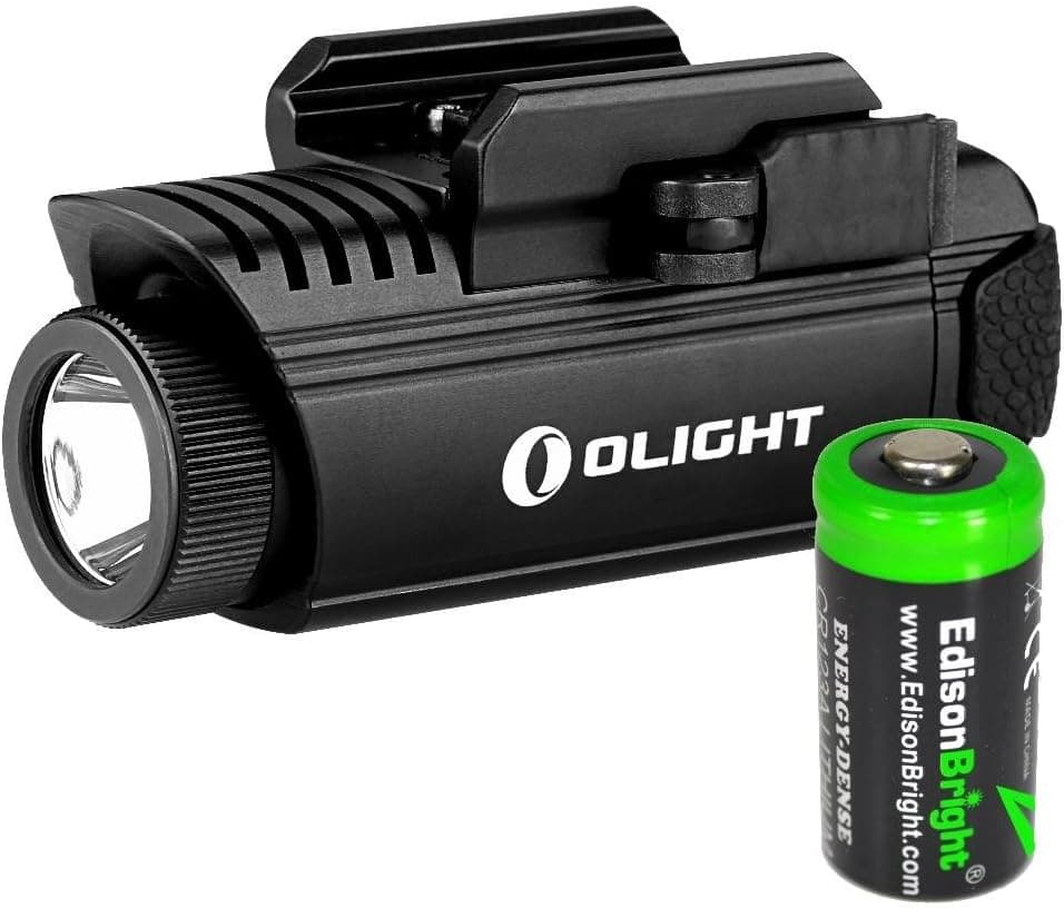 OLIGHT PL1 II Valkyrie 450 Lumen LED Pistol Light with EdisonBright CR123A Lithium Battery Bundle