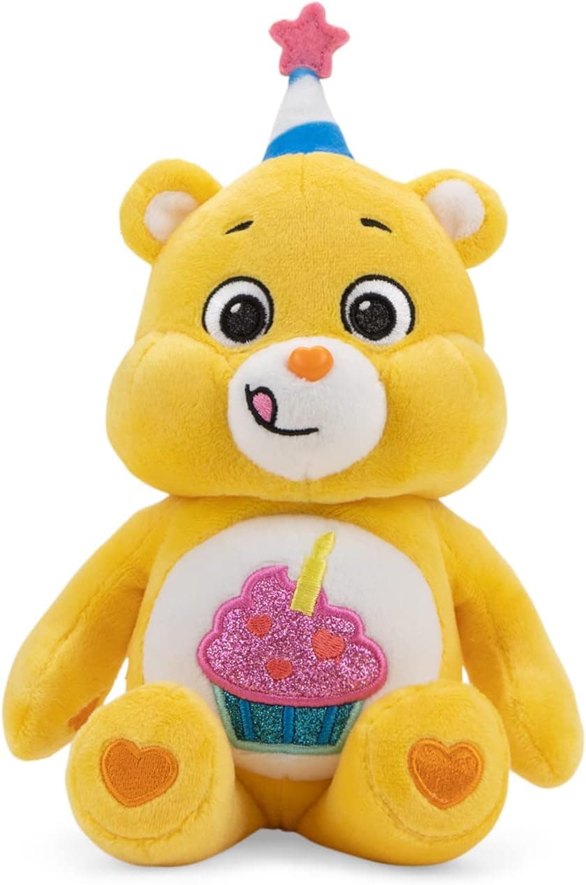 Care Bears 9" Bean Plush (Glitter Belly) - Birthday Bear - Soft Huggable Material!