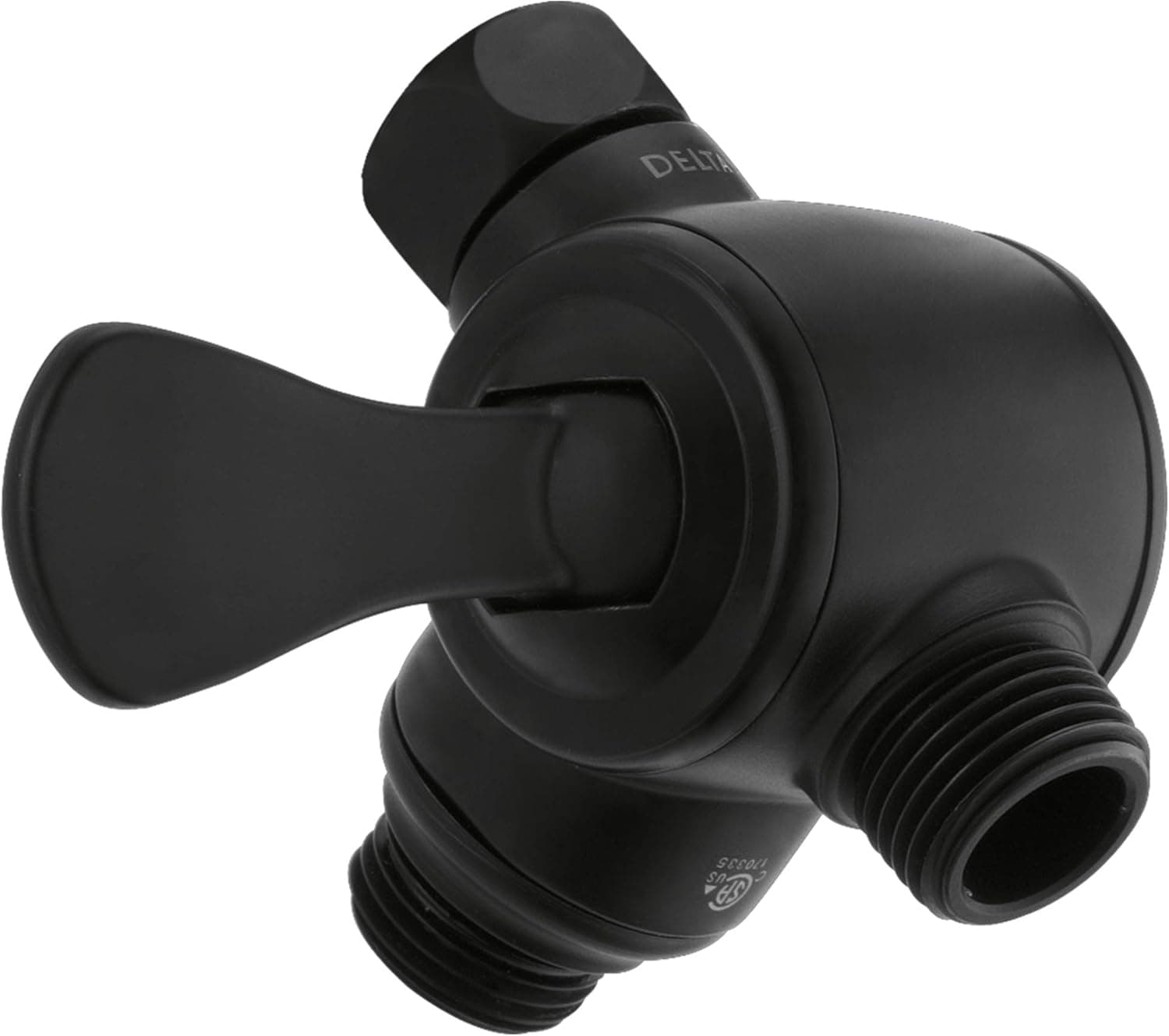 DELTA FAUCET U4929-BL-PK 3 Way Arm Hand Shower Diverter, Matte Black