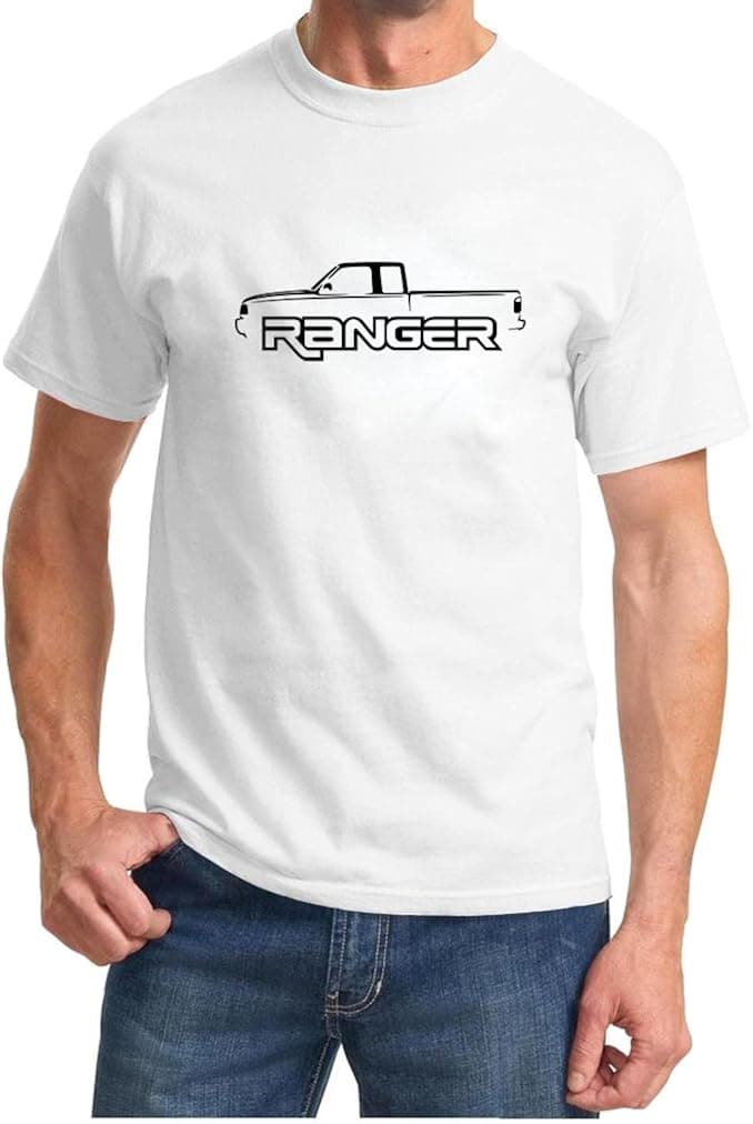 Ford Ranger Pickup Truck Classic Outline Design Tshirt XL white