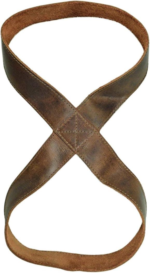Hide & Drink, Leather Yoga Stretch Strap Eight-Shaped, Healthy Lifestyle, Sports & Fitness Accessories, Handmade Includes 101 Year Warranty :: Bourbon Brown