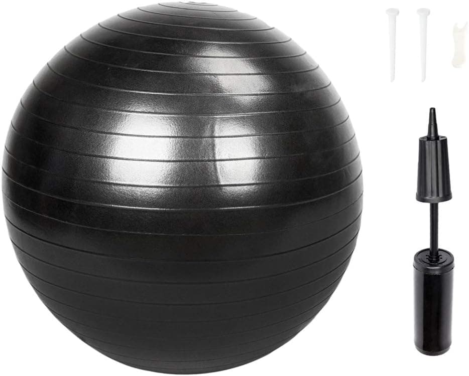 55cm 800g Gym/Household Explosion-proof Thicken Yoga Ball Smooth Surface Black(US STOCK)