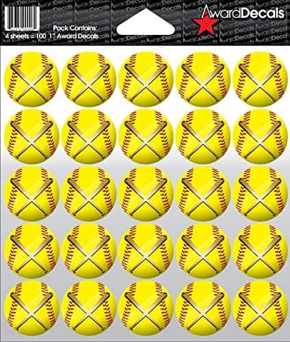 Award Decals Softball Helmet Sticker Set (100 Decals) The Original Award Decals Premium 20mil Thick 1" Helmet Decals Made in The USA Since 1976