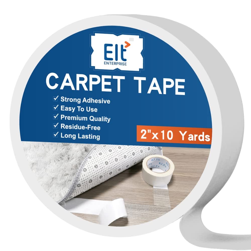 EIt Double Sided Carpet Tape [2 Inch x 10 Yards] 30 Feet! White Area Rugs Removeable Multi-Purpose Adhesive Carpet Rug Tape, Industrial Strength Tape, Small Business/Industrial Carpet Tape