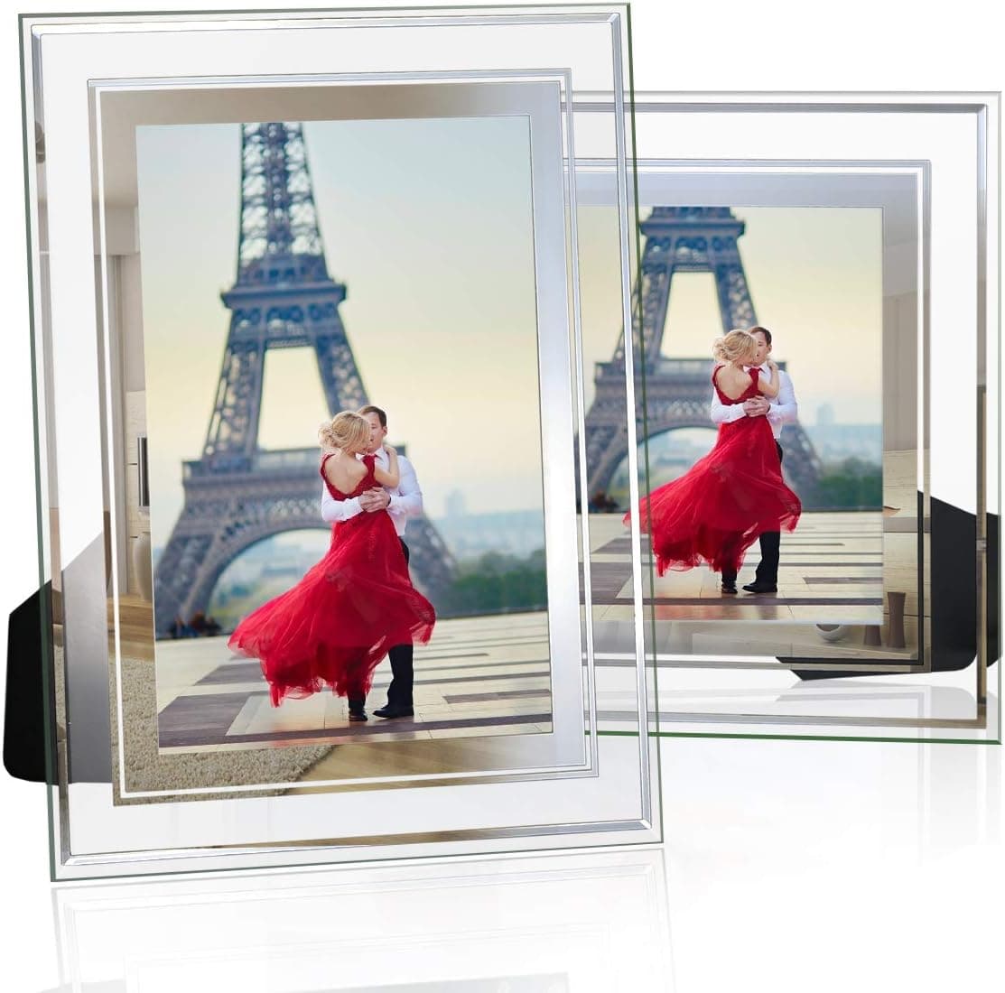 NUOLAN 4x6 Picture Frame, Glass Modern Photo Frames Set of 2