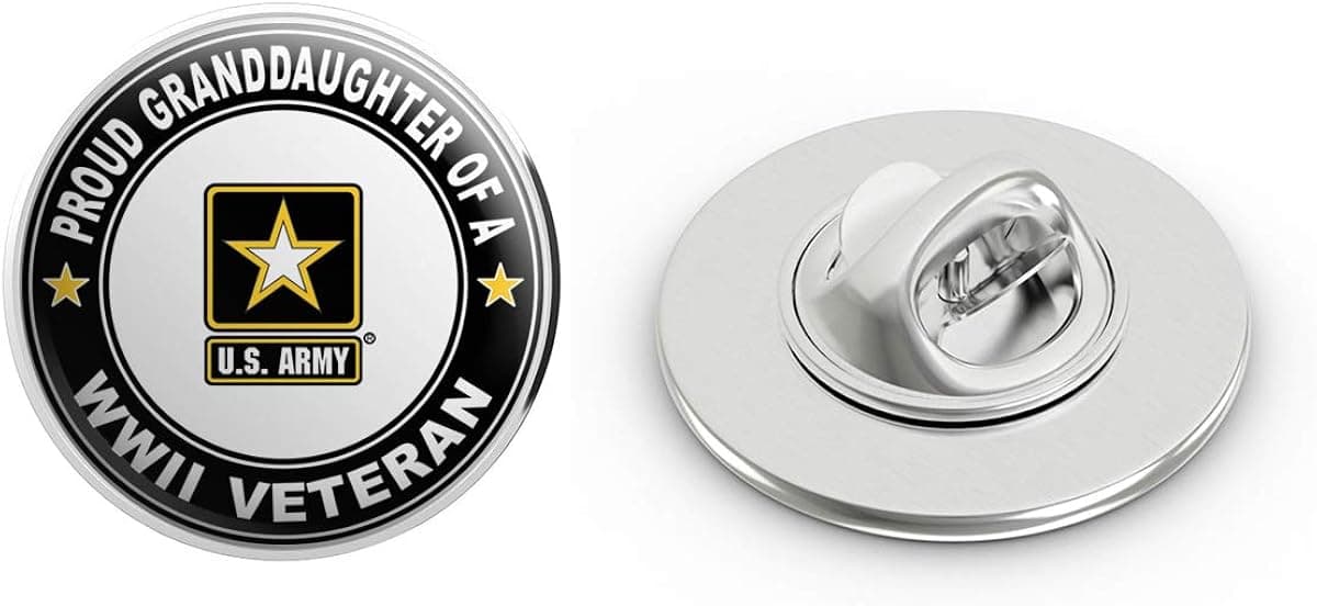 Proud Grandaughter of a US Army World War II Veteran Steel Metal 0.75" Lapel Hat Shirt Pin Tie Tack Pinback