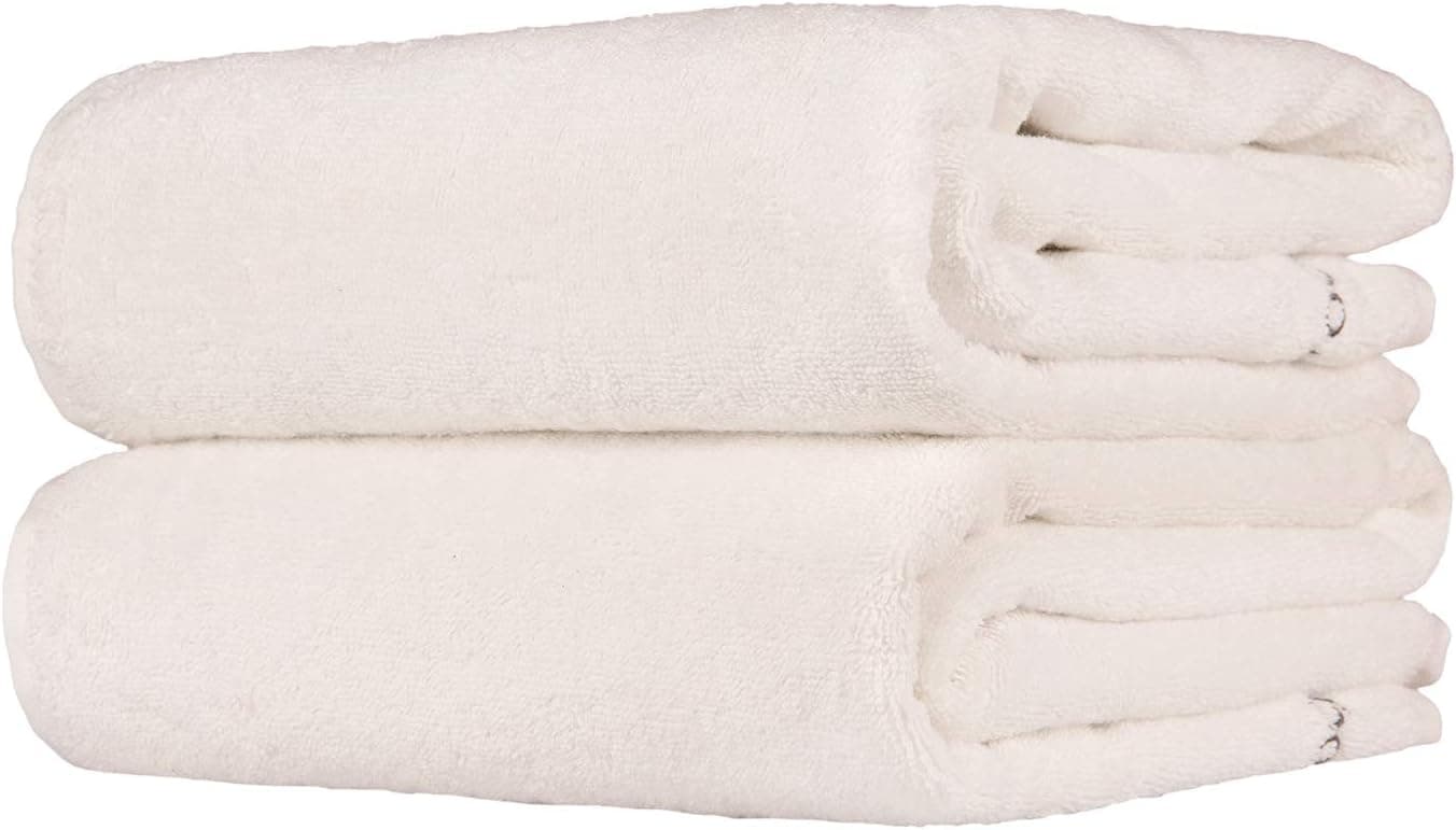 BAROOGA Organic Towels GOTS Certified Hand Towel for Bathroom, (Set of 2), (20 x 40 Inches), 100% Organic Cotton, Extra Large, Sports Towel Workout Towels for Gym, Face Towels, Kitchen (Cream)