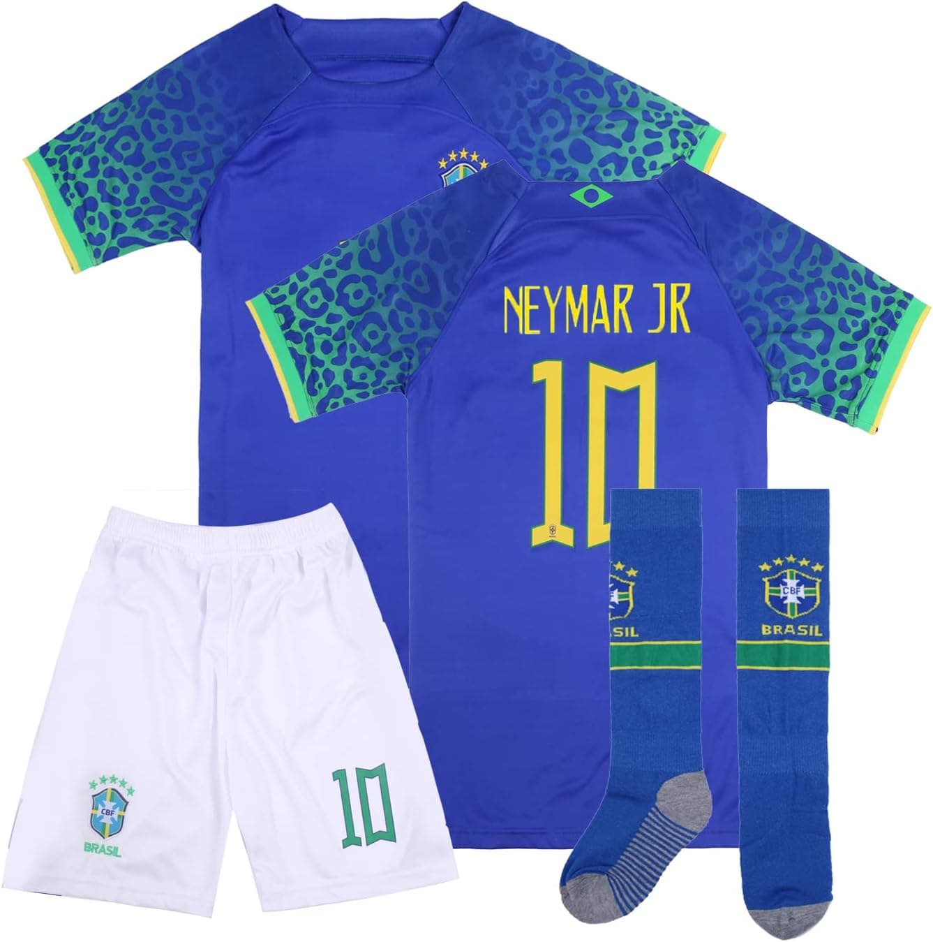 VLICKO Brazil National Soccer Neymar #10 Kids Jersey/Short/Socks Home Away