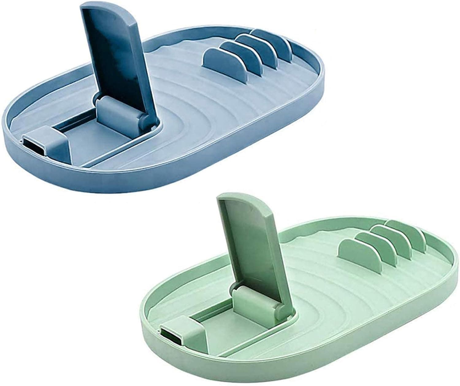 Foldable Kitchen Utensil Spoon Rest, Silicone Lid Rest with Drip Pad for Multiple Utensils Spoon Rest for Spoons,Ladle,Tongs Cooking Utensils (2pcs, green+blue)