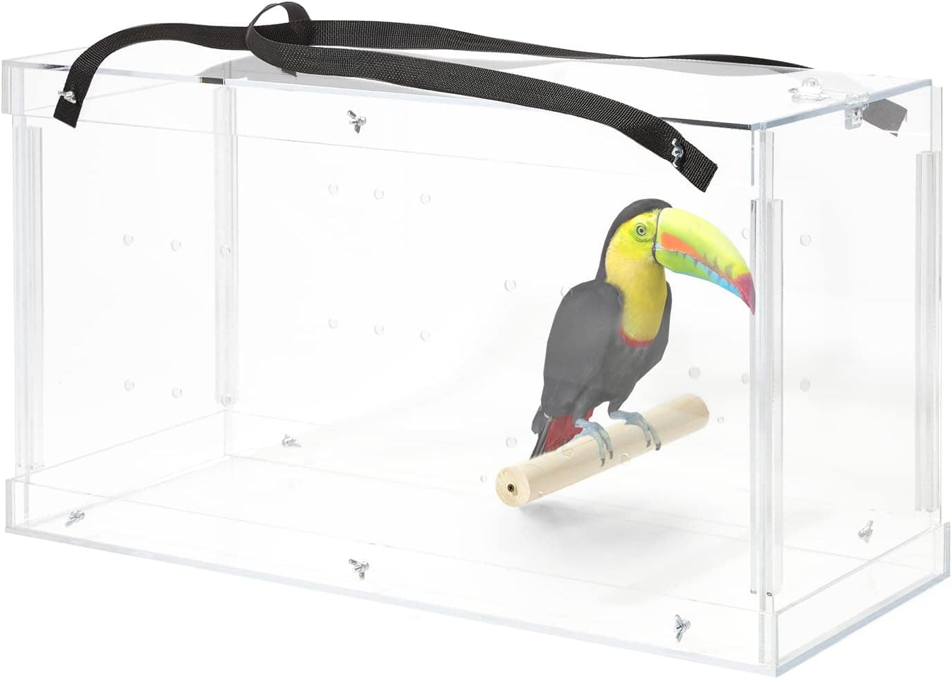 PENNZONI Macaw Acrylic Carrier, Large Bird Carrier, Crystal Clear Acrylic Bird Carrier, Bird Travel Carrier, Acrylic Bird Transporters