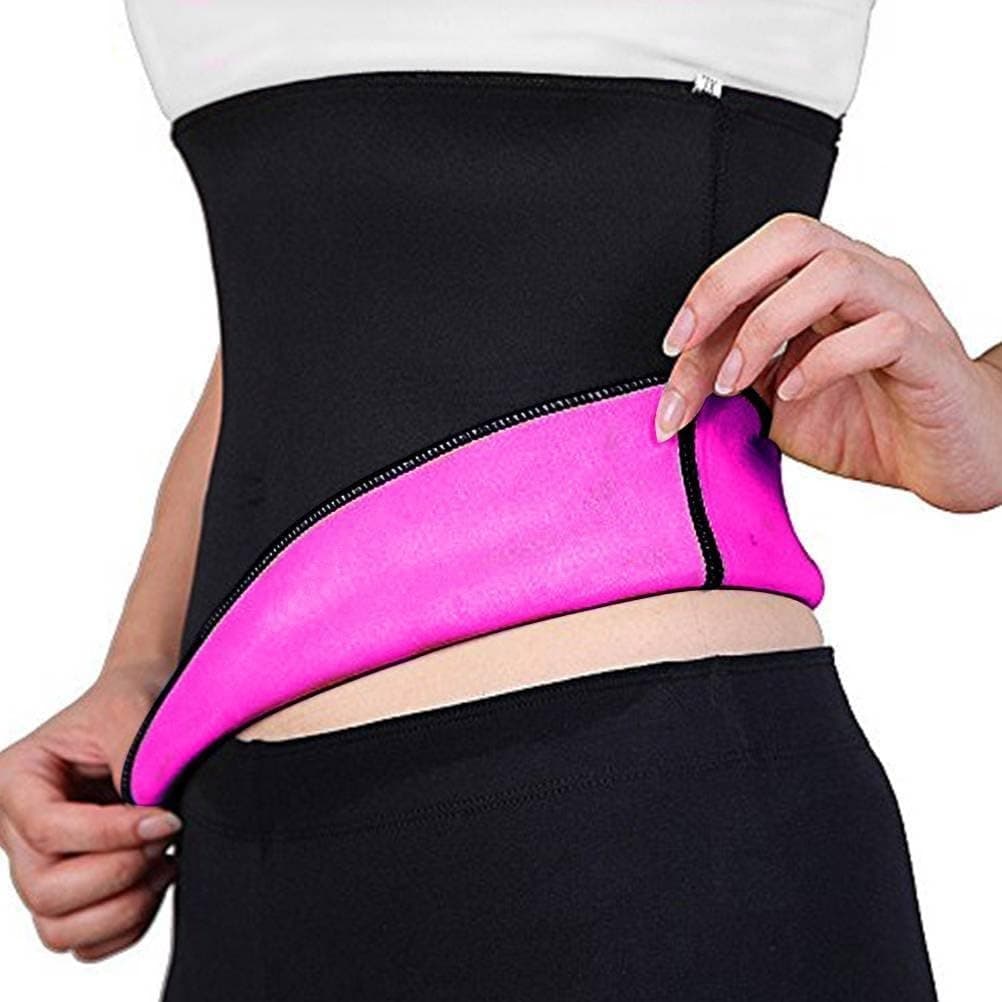 HAMACTIV Neoprene Slimming Belt Hot Shapers Waist Trainer Corset Trimmer Cincher for Weight Loss Women & Men (Rose Red, XXL)