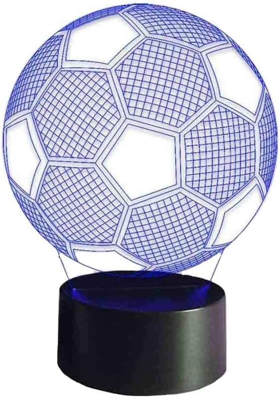 3D Football Soccer LED Night Light Desk Table Lamp with Remote Controller,Powered by USB or Batteries,7 Color Smart Touch Button,Kids Baby Bedroom Decoration Children Boys Gift