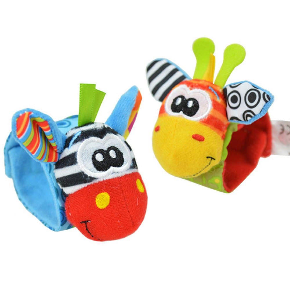 Hot Selling Multi-Style 4 PCS Lovely Baby Rattles Infant Kids Lamaze Soft Bees Beetles Hands Foots Finders Wrist Socks -#2