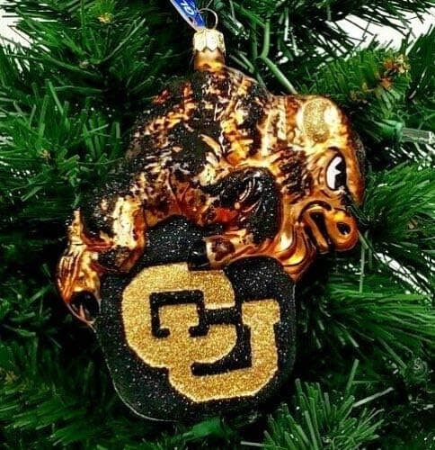 Slavic Treasures Colorado Buffaloes Mascot Blown Glass Ornament 6''