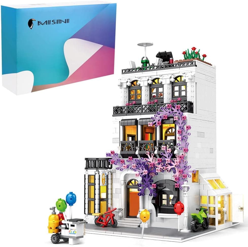 MISINI 86012 Europe Garden Street Building kit, 1914/pcs Modern Street View House Building Blocks, MOC Model for Adults and Teens Set,4 Layer Structure Design, Compatible with Lego House
