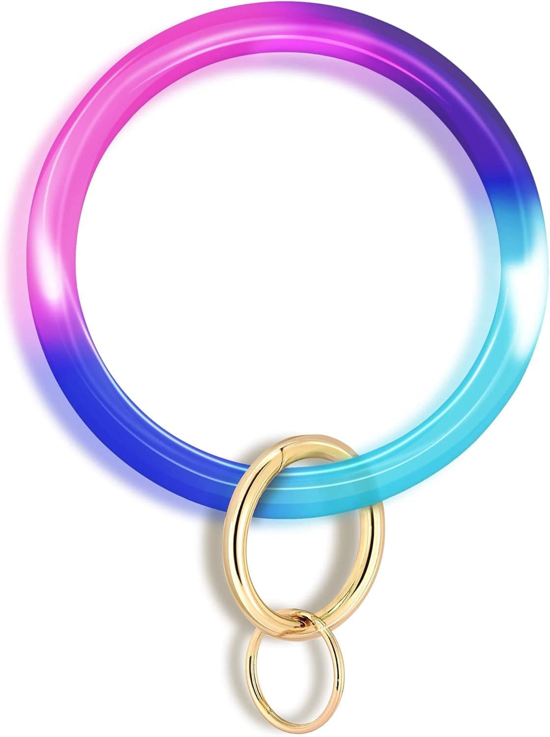 Jisoyth Key Ring Bracelet Keychain Bangle Keyring Resin Wrist Keychain Gradient Colors Round Keyring for Women