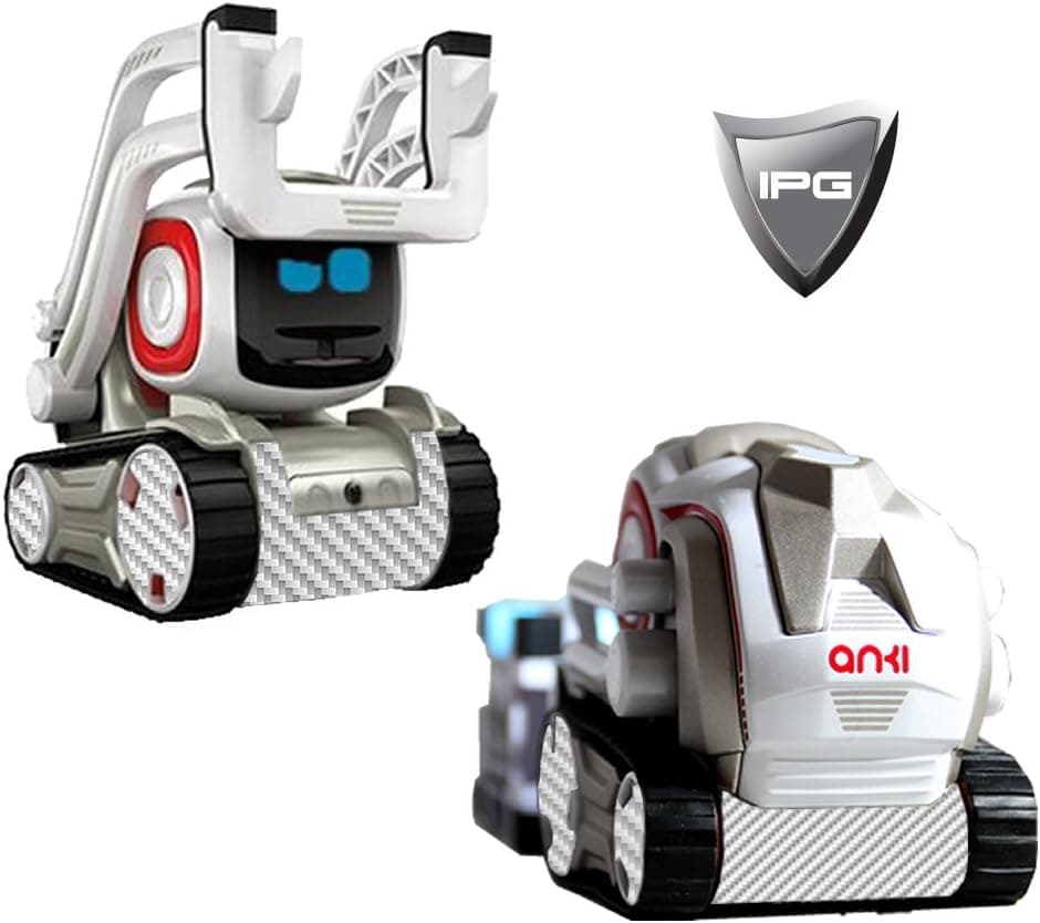 IPG for Cozmo Robot Face Screen Guard KIT Excellent Protector from Unexpected Attacks of Kids and Pets. Include Wheels & Bumpers Decoration Set (Grey Carbon Fiber)
