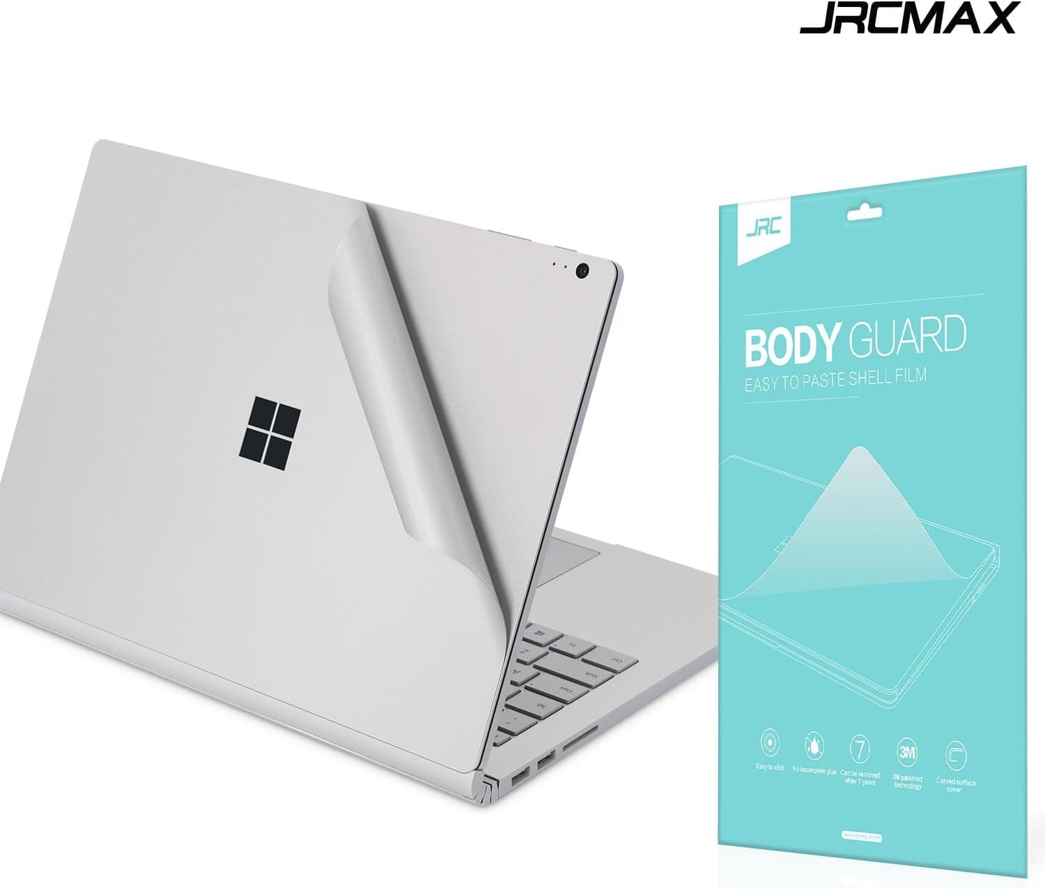 JRCMAX 4-in-1 3M Full Body Wrap Decals Cover Protector Skin for Surface Book 2 15 Inch Full Body Stickers [Top + Bottom + Touchpad + Palm Rest] -Silver