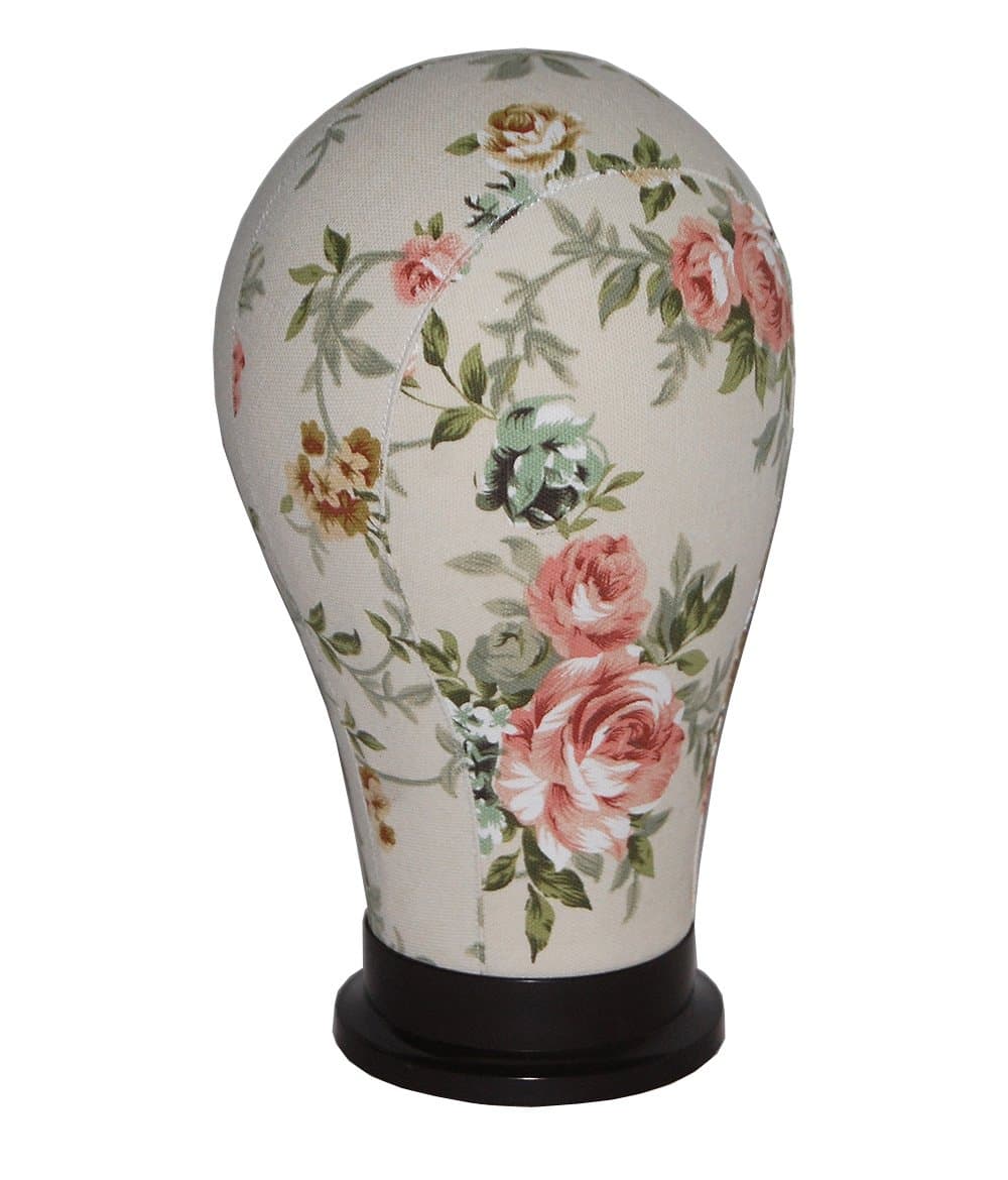 Floral Collection Canvas Block Head 4 Size available (21"- 24") - Mannequin Head Wig Display With Mount Hole (F2-23)