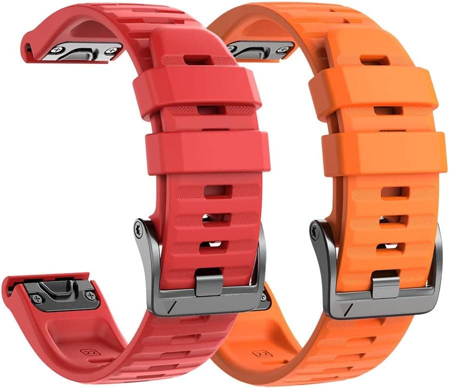 NotoCity Compatible with Fenix 6 Pro Band 22mm Easy Fit for Fenix 5/Fenix 5 Plus/Fenix 6/Fenix 6 Pro/Forerunner 935/Forerunner 945/Approach S60/Quatix 5(Orange/Red)