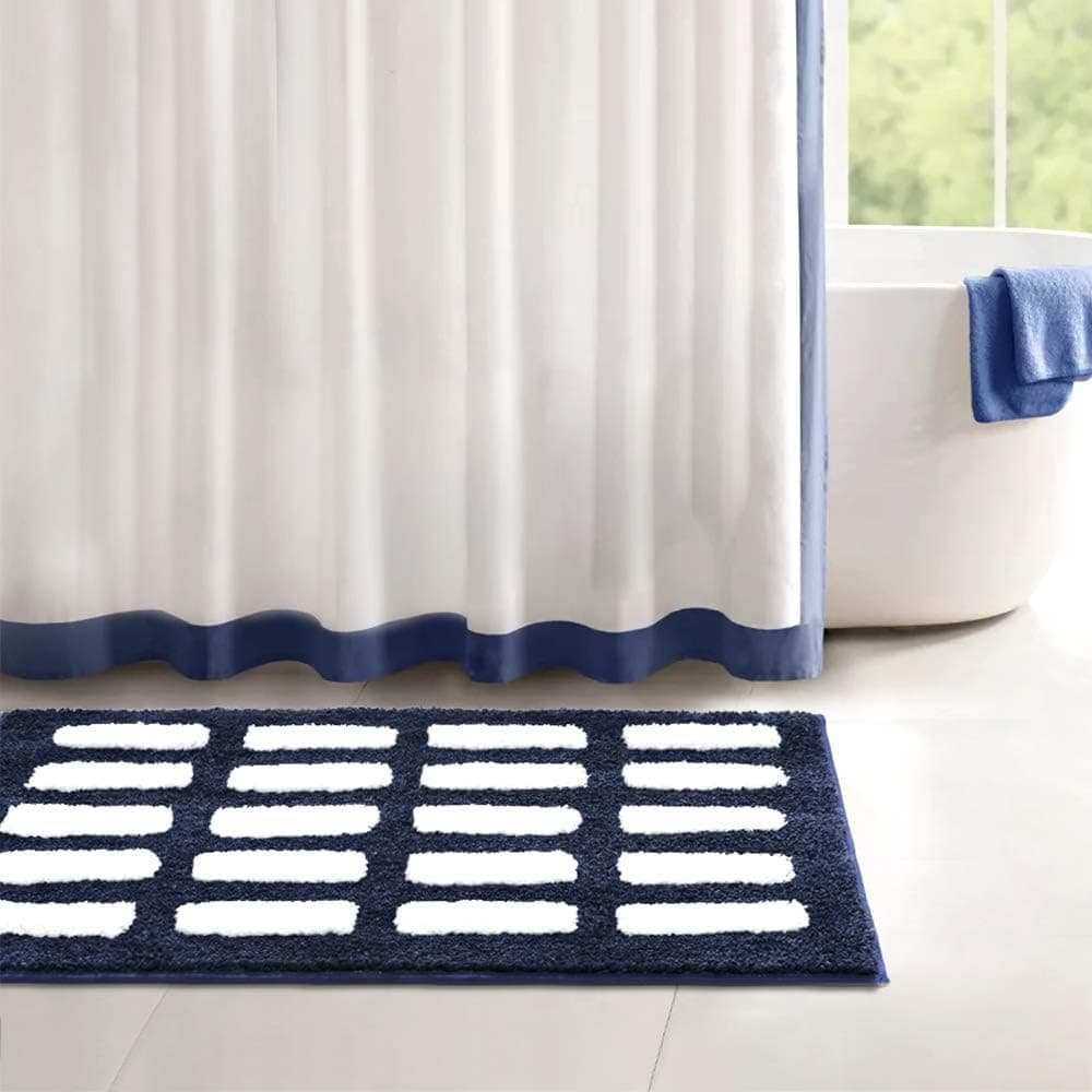 Color&Geometry Bathroom Rug Mat(18"x26"), Super Soft and Absorbent Shaggy Rugs, Non Slip and Machine Wash, Dry for Toilet, Bath Room and Shower(Blue)