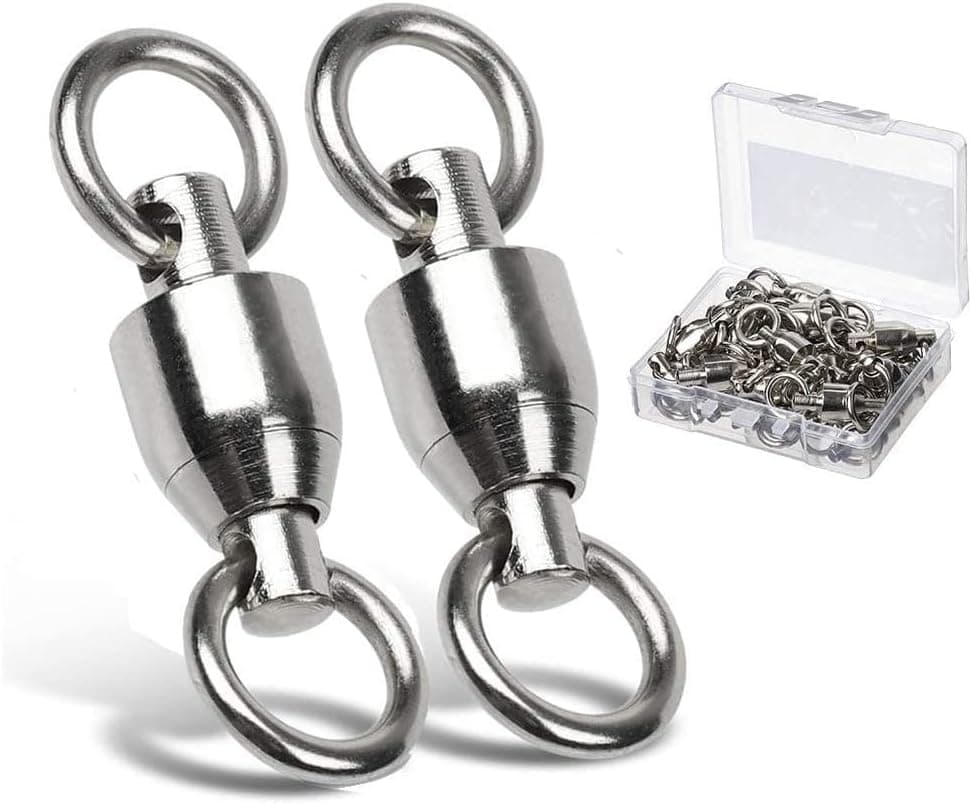 AMYSPORTS Ball Bearing Swivels Connector High Strength Stainless Steel Solid Welded Rings Barrel Swivels Saltwater Freshwater Fishing