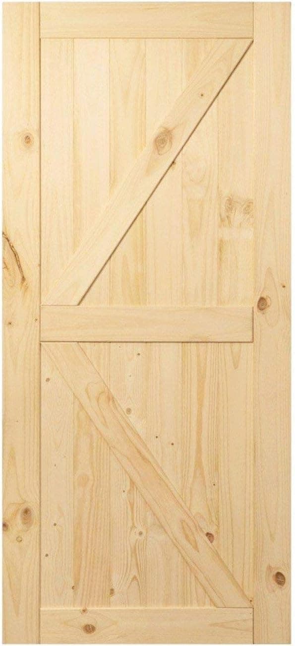 Sliding Barn Door Wood Panel Slab, 42in x 84in Left Arrow Design with Frame