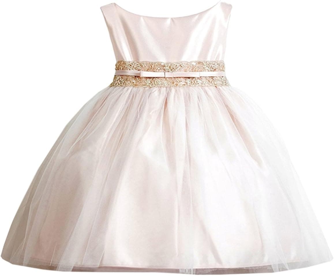 Sweet Kids Baby Girls' Vintage Metallic Lace & Tulle Dress 24M X White Sk B473