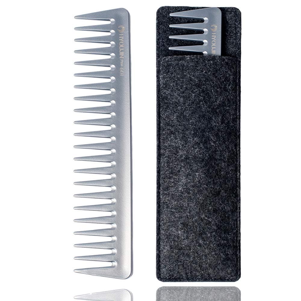 HYOUJIN Pro 601 Ionic Anti-Static wide tooth Comb,Silver Gloss Finsh, Japanese Material,Light Weight,Static-free, heat and chemical resistant.