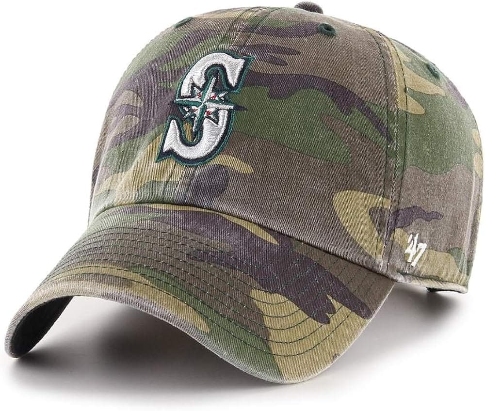 '47 MLB Camo Clean Up Adjustable Hat, Adult One Size Fits All (Seattle Mariners Camo)