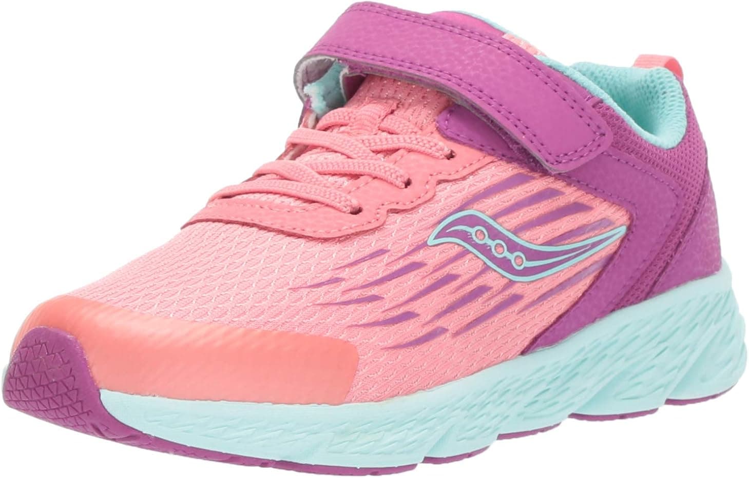 Saucony Unisex-Kid's Wind A/C Sneaker, Purple/Coral, 1.5 W US