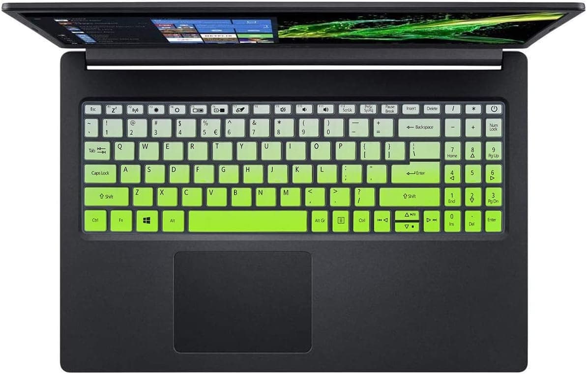 Silicone Keyboard Cover Skin for Acer Aspire 5 Slim Laptop A515-46 A515-45/45G A515-56/56T/56G A515-55 A515-55T/55G A515-54/54G A515-53/53G/53K A515-52 A515-45/45G, Ombre Green
