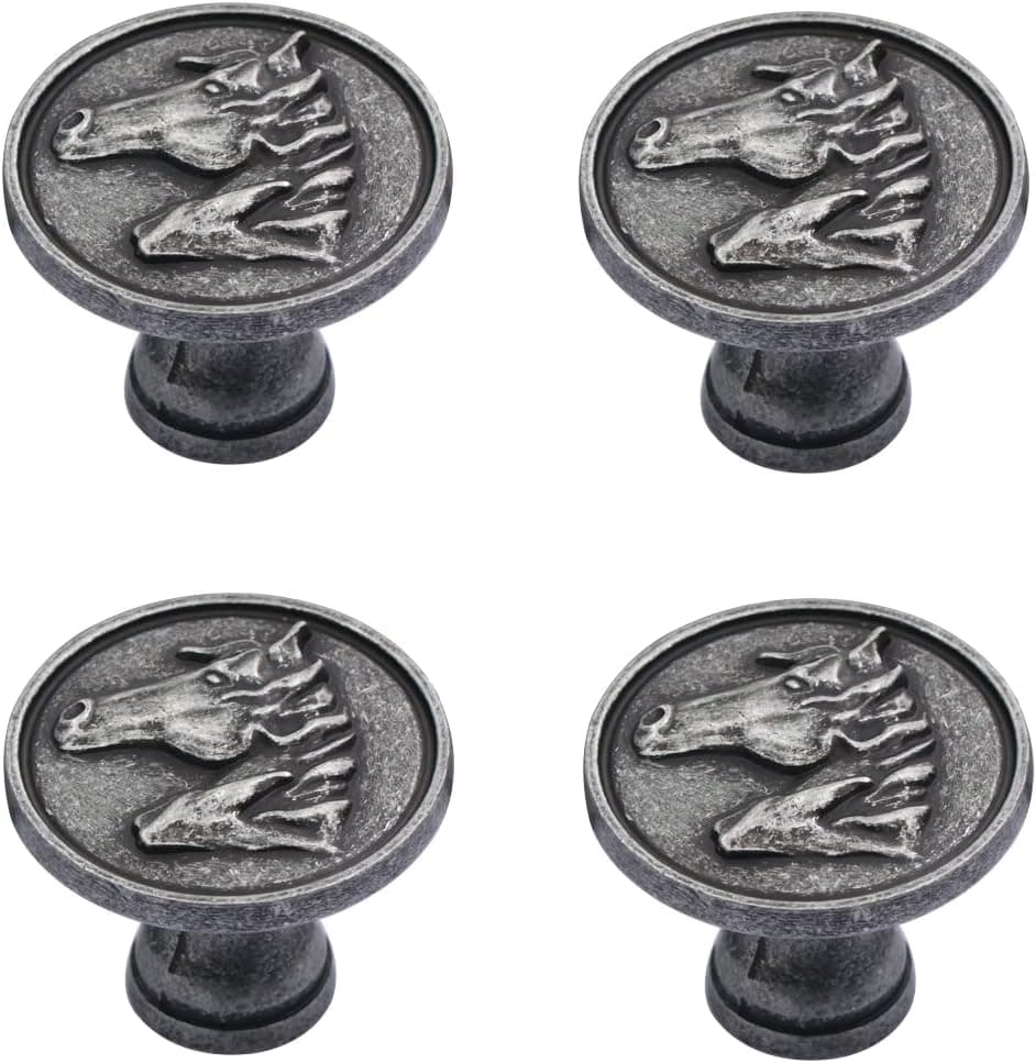 MUMIAO Cabinet Pulls 4 Pcs Kitchen Cabinet Knobs Drawer Knobs Dresser Pulls Cabinet Door Handles for Cabinet Hardware Knobs (Antique Silver)