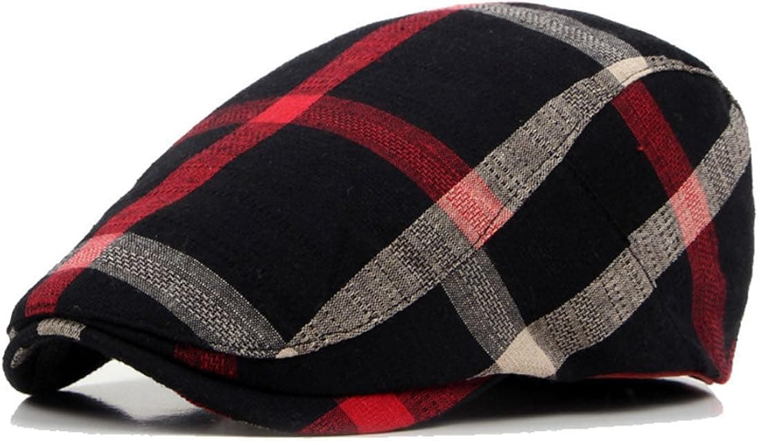 Classic Plaid Cotton Flat British Cap Newsboy Cabbie Golf Gatsby Caps Adjustable Visor Beret