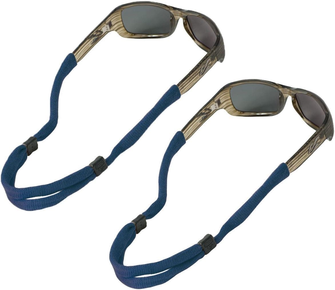 Chums No Tail Adjustable Cotton Eyeglass and Sunglass Retainer / Strap, Navy Blue (2 Pack)