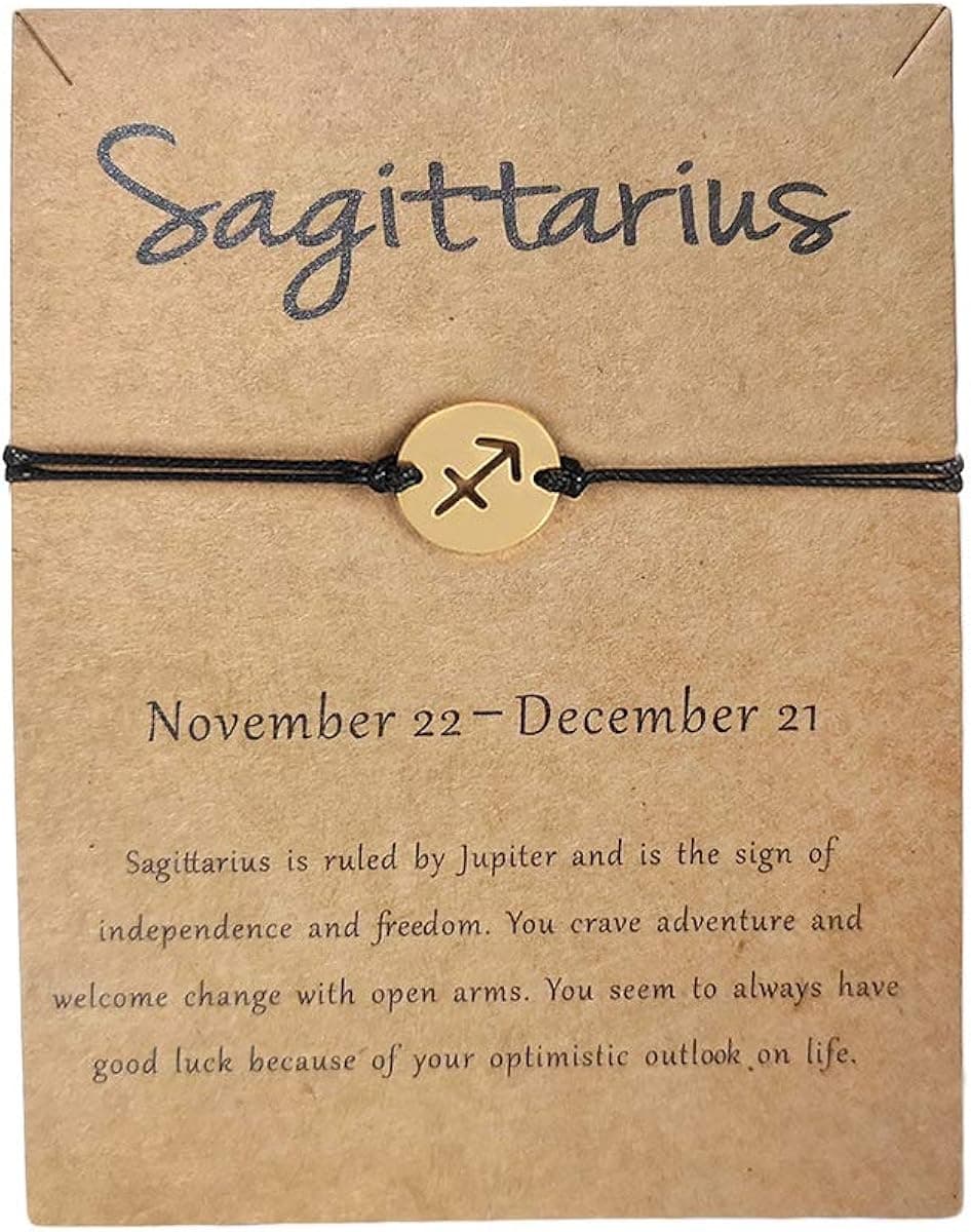 HUJUON 14k Gold Zodiac Bracelet Constellation Sign Bracelet for Women.12 Astrology Horoscope Bracelet/Anklet Girl Teens Friendship Couple Jewelry with Card