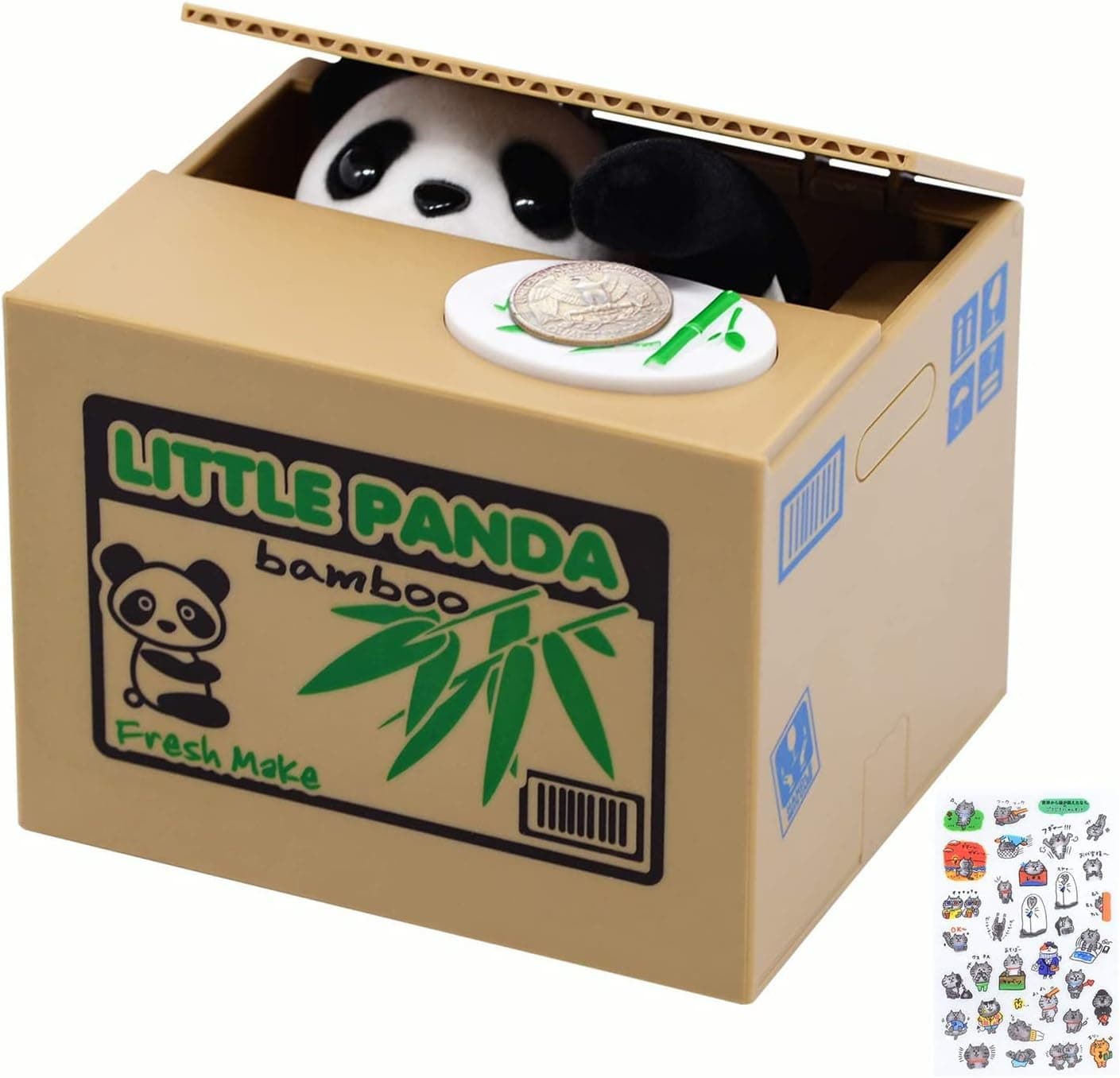 Panda Piggy Bank,Panda Bank Stealing Coin,Panda Coin Bank, Little Panda Bamboo Bank, Automatic Money Saving Piggy Bank for Boys, Girls, Great Gift for Children(Panda Version)