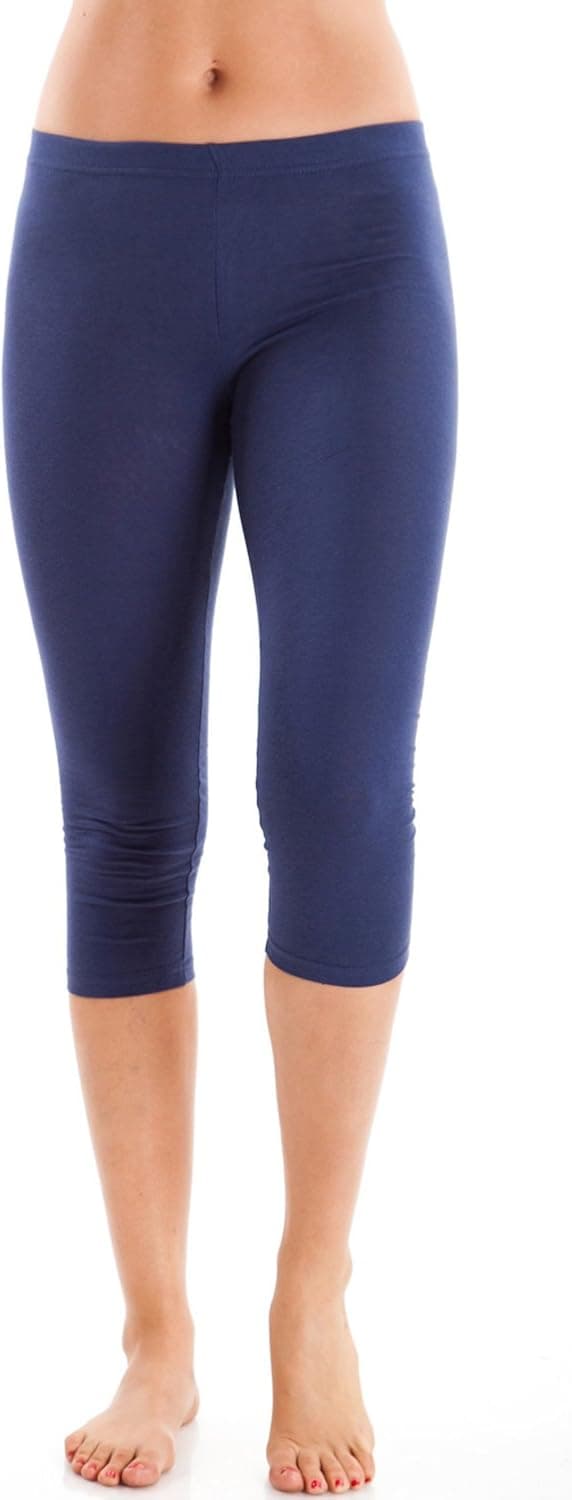 Clothes Effect Woman Cotton Spandex Capri Leggings 3/4 Length, Multiple Colors Available