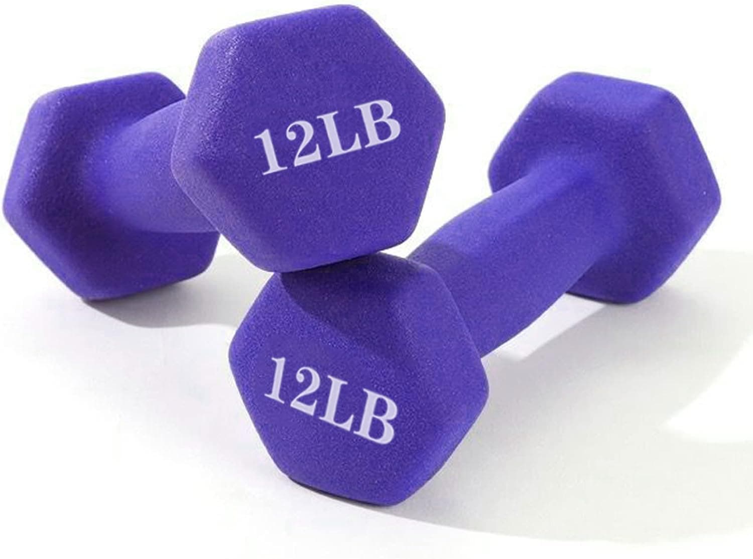 SMIDOW Hand Weights Dumbbell Set - Set of 2 Neoprene Coated Free Weights Set with Hex Shape, Exercise & Fitness Equipment for Home Gym Workouts Strength Training for Women Men Kids (Purple - 12 lb)