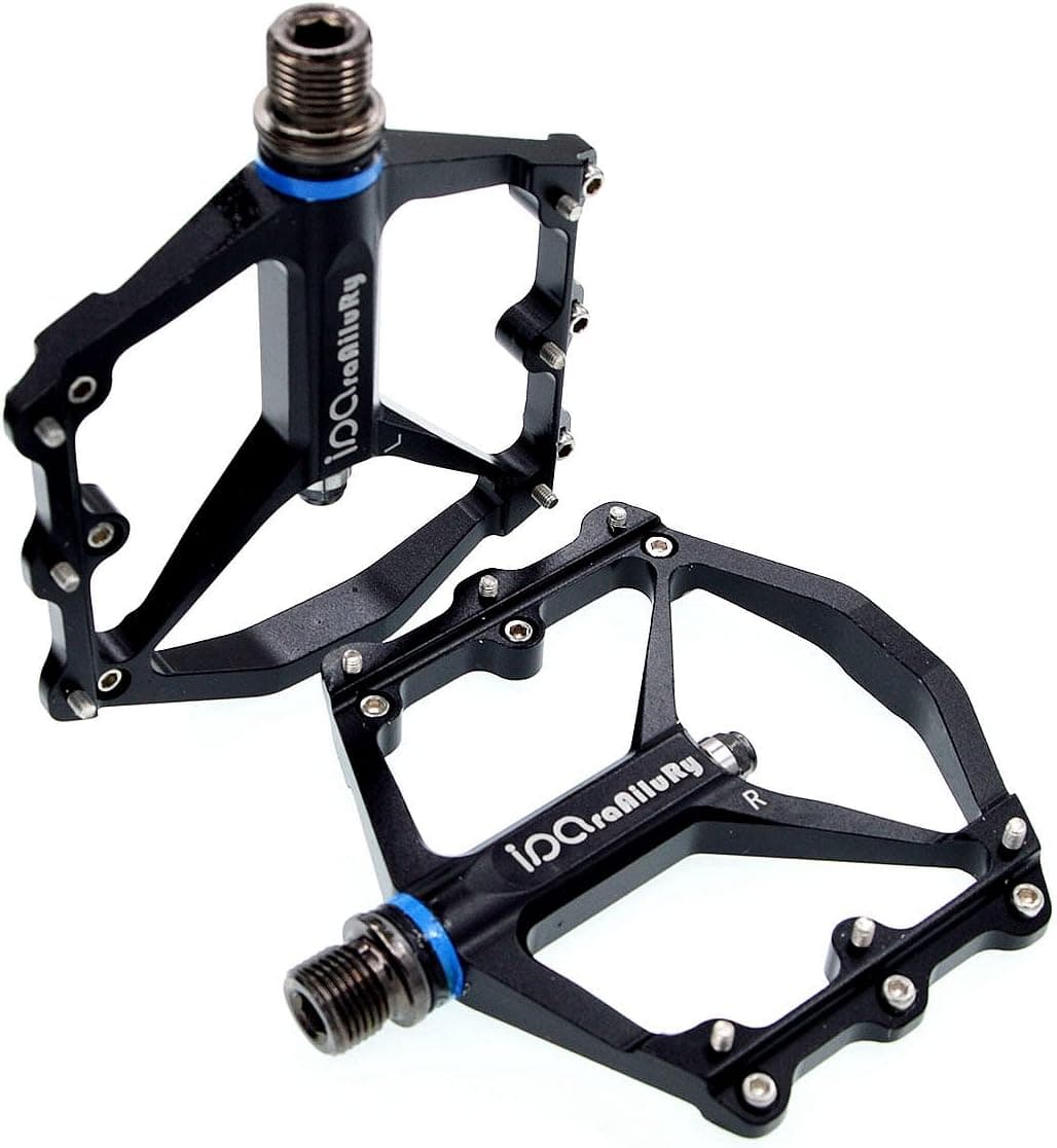 iParaAiluRy MT Bike Pedals, Mountain Bike Pedals, MTB Aluminum Alloy Platform Pedals, Thin Profile Yet Strong, CNC Steel Axle 9/16"