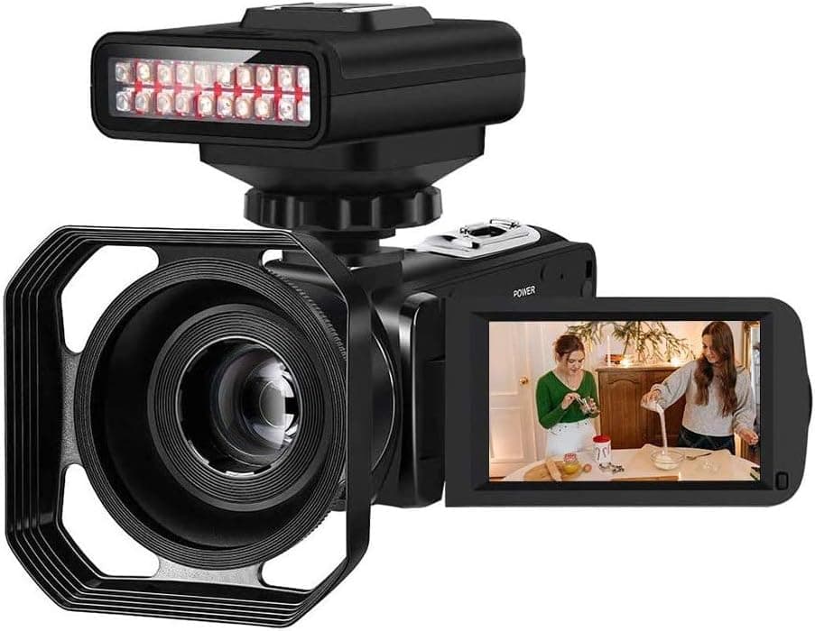 ORDRO Night Vision Camera Z63 Vlogging Camera Ghost Hunting Camera QHD 1080P Digital Video Recorder for YouTube with External IR Night Light Remote Control Lens Hood and 2 Batteries