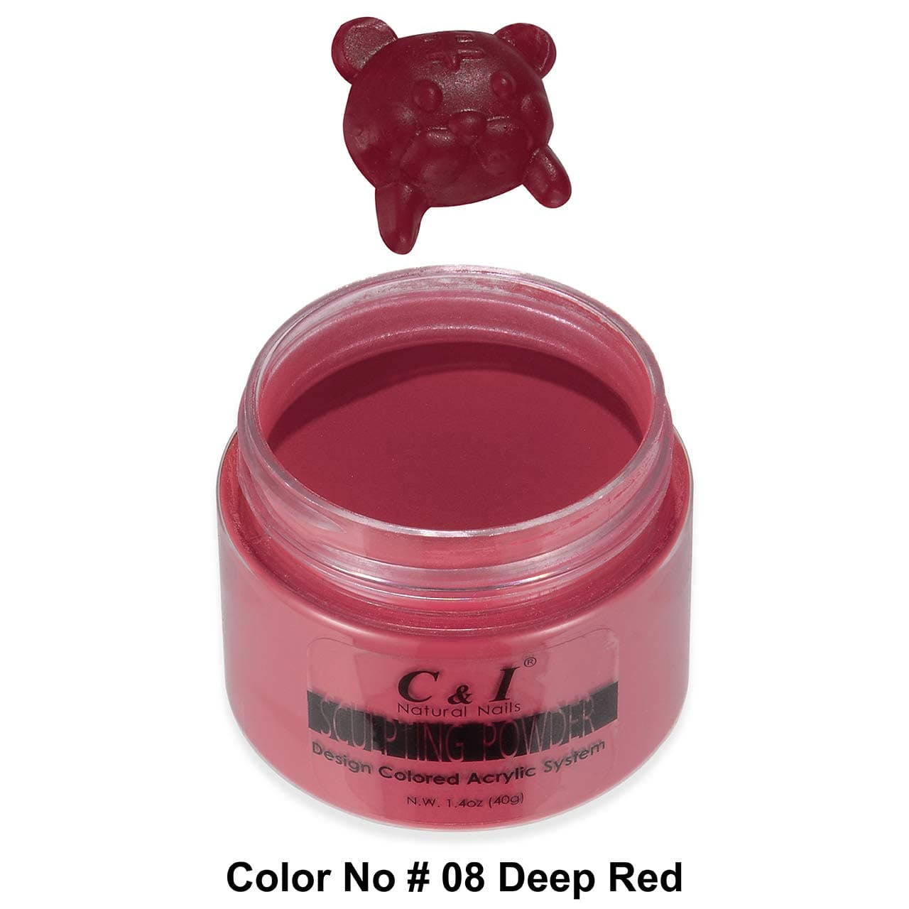 C&I Acrylic Powder, 8 Deep Red, 3 D Nail Flower, Sculpting Nail Powder, 1.4 oz, 40 g