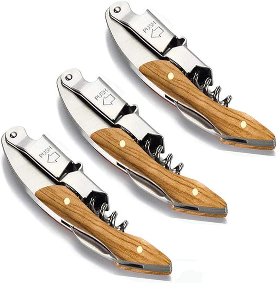 Professional Wine Opener Set of 3 Packs for Bartenders Waiters and Sommeliers in Bar,With RoseWood Handle Waiters Corkscrew,All-in-one Bar Wine Bottle Opener Tool Wine Keys