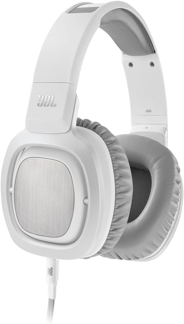 JBL J88 Premium Over-Ear Headphones with JBL Drivers and Rotatable Ear-Cups - White