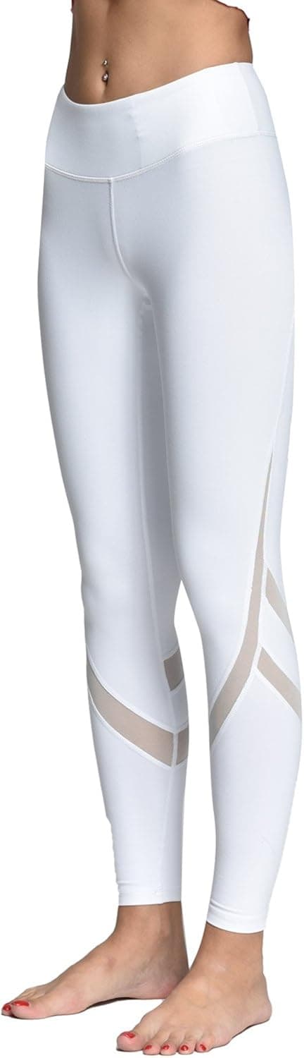 ONGASOFT Women's Yoga Capri Pants with Pockets High Waist Mesh Capri Legging for Workout