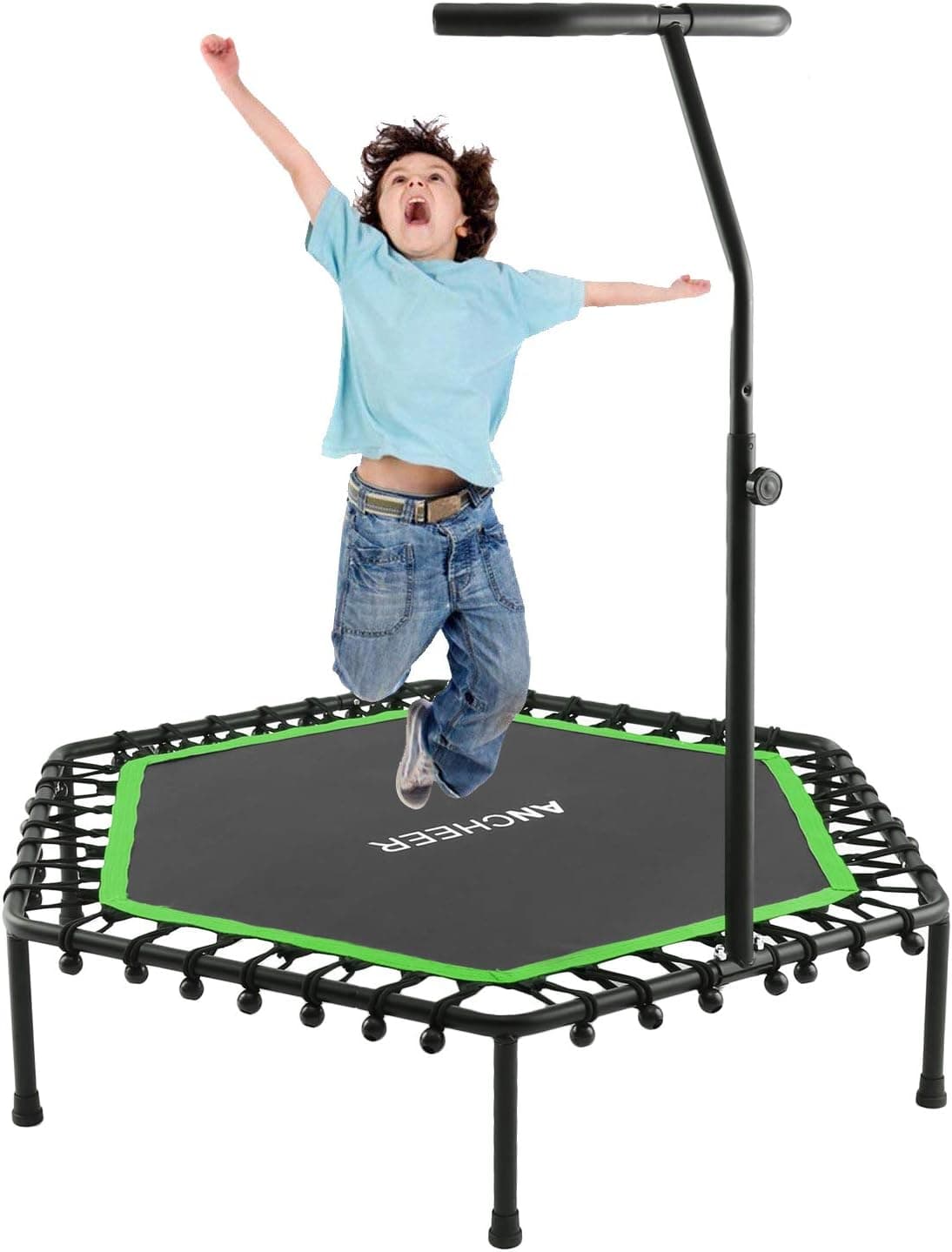 ANCHEER Trampoline, Mini Rebounder Trampolines with Adjustable Handle, Exercise Trampoline for Indoor/Garden/Workout Cardio, Parent-Child Trampoline