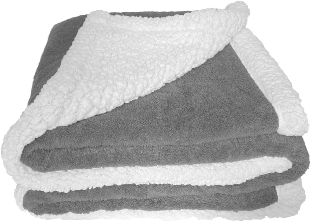 COZCOT Reversible Sherpa Fleece Flannel Throw Blanket, Fuzzy Fluffy Soft Cozy, Warm Bed Blanket Fit for Bed & Sofa & Couch, Lightweight All Season Use (Small, Cream+Gray)