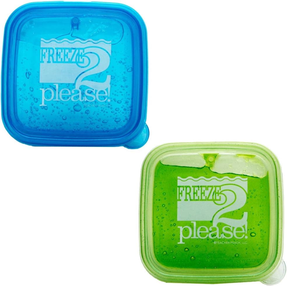 Teacher Peach "Freeze 2 Please" Sandwich Container - Reusable Food Storage Box for Kids and Adults - 2 Pack